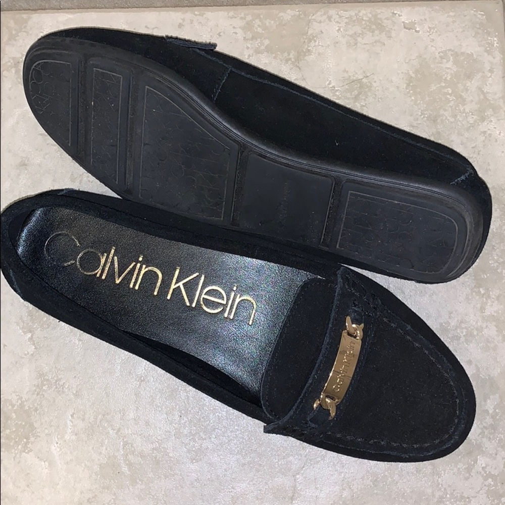 Calvin Klein black suede driving loafers